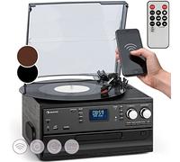 Auna Vinyl Record Player, Vinyl Records Turntable Record Players for with Speakers, Home Audio Players, Retro Vintage CD Bluetooth Turntable, AUX, Speakers Stereo Systems with