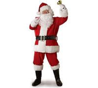 Aunaeyw Adults Christmas Santa Claus Costume Xmas Outfits Luxury Deluxe Velvet Cosplay Fancy Dress Theme Party Clothes Set for Men Women (White, XXXL)