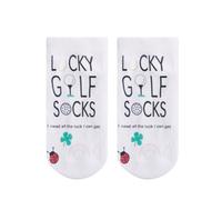 Aunaeyw Funny Golf Socks for Man Women Lucky Golf Socks Personality Letter Print No-Show Socks Fashion Casual Novelty Socks (Lucky Golf, One Size)