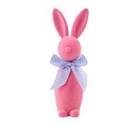 Aunaeyw Mint flocked Easter Rabbit Figure Flocking Rabbit Figures Soft Standing Rabbit Art Craft Resin Easter Bunny Home Decor Indoor for Children Room (Pink, 23.5cm)