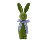Aunaeyw Mint Flocked Easter Rabbit Figure Flocking Rabbit Figures Soft Standing Rabbit Art Craft Resin Easter Bunny Home Decor Indoor for Children Room (Green, 23.5cm)