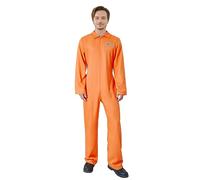 Aunaeyw Orange Prisoner Costume for Men Women Escaped Jail Jumpsuit Inmate Uniform Halloween Roleplay Party Outfits (Men Orange, M)