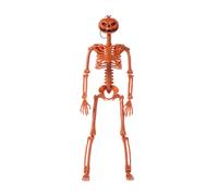 Aunaeyw Skeleton Halloween Decoration Posable Plastic Skeleton Halloween Pumpkin Hanging Skeleton Gothic Parties Skeleton (Orange, 40cm*10cm)