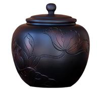 AUNANGLJSCS Potteryceramic jar tea canister Vintage Stoneware Tea Canister Chinese Storage Jar with Lid, Carving Flowers Traditional Porcelain Loose Tins Cans Caddy A