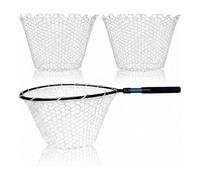 Aundhegrtt 2 Pcs Rubber Mesh Fishing Net Replacement Without Handle Foldable Fly Fishing Landing Netting Bag White