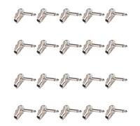 Aundhegrtt 20Pcs 90Degree Right Angle 6.35 mm Mono 2 Pole Jack Plug 6.35mm Guitar Phono Pancake 1/4 Inch Connector,Silver