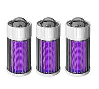 Aundhegrtt 2X Bug Zapper & Insect Fly Attractant Trap & LED Camping Lantern, USB/Solar-Rechargeable,Insect Fly Traps Grey