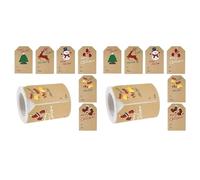 Aundhegrtt 2X Christmas Tags Stickers, Tags Stickers, 250Pcs/Roll Tags 6 Style