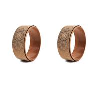 Aundhegrtt 2X Cork Yoga Wheel for Yoga Poses and Backbends Inversions Wood-Effect and Mandala Print, Yoga Prop Wheel