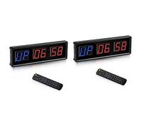 Aundhegrtt 2X Gym Timer,LED Interval Timer Digital Countdown Wall Clock Fitness Timer,1.5Inch Digits Down/Up Clock Stopwatch