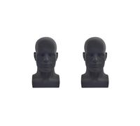 Aundhegrtt 2X Male Mannequin Head Professional Manikin Head for Display Wigs Hats Headphone Display Stand (Matte Black)