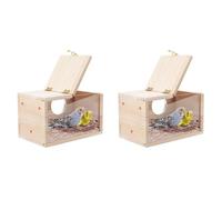 Aundhegrtt 2X Parakeet Nesting Box Transparent Bird House for Cage Wood Breeding Box for Parrot Parakeet Cockatiel Lovebirds