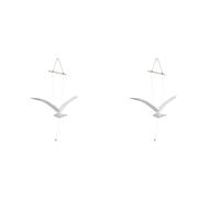 Aundhegrtt 2X Soaring Seagulls Hanging Mobile Wing Wood Flying Seagull Decor Ceiling Pendant Home Nautical Wall Decoration