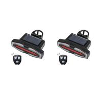 Aundhegrtt 2X Solar Bike Tail Light with Turn Signals Warning USB Rechargeable Bike Lights Wireless Remote Control Bike Rear Light