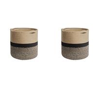 Aundhegrtt 2X Storage Bins Cube Organizer Baskets, Plant Pot Cover Woven Planter Basket Laundry Basket with Handles Modern Decor