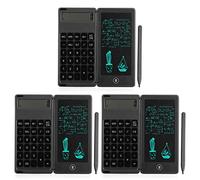 Aundhegrtt 3X Calculator Notepad 6 Inch LCD Writing Tablet Digital Drawing Pad with Stylus Pen Erase Button Lock Function Black