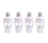 Aundhegrtt 4X AC 110-220V 360 Degrees Pir Induction Motion Sensor IR Infrared Human E27 Plug Socket Switch Base LED Bulb Holder