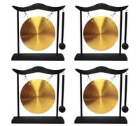Aundhegrtt 4X Mini Desktop Gong Table Wind Chime Percussion Instrument Cymbals Gongs with Mallet for Home Decor Housewarm Gift-A