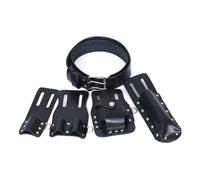 Aundhegrtt 5 Piece Set of Genuine Leather Scaffolding Belt, Genuine Leather Removable Tool Belt. Black
