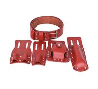 Aundhegrtt 5 Piece Set of Genuine Leather Scaffolding Belt, Genuine Leather Removable Tool Belt. Brown