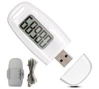 Aundhegrtt Accurate Fitness Tracker 3D Pedometer USB-Rechargeable with Clip Lanyard for Running Daily for Step Counting White