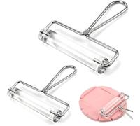 Aundhegrtt Acrylic Clay Roller 4 and 6 Inch for DIY Handmade Printings- 2 Pcs Stamping Tools with Steel Handles for Clay Rolling Pins