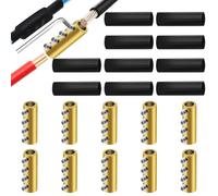 Aundhegrtt Brass 4-Hole 10Pcs 6 8 10 Gauge Wire Connector Nut Kit, 80Amp Quick Terminal with 10Pcs Heat Shrink Tubes, Circuit