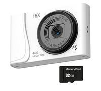Aundhegrtt Digital Camera Compact Cameras 4K 64 Million Pixels 16x Zoom Autofocus for Kids Adult Student Beginners Photography White