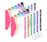 Aundhegrtt Document Folder A4, 12 Pcs Expandable Transparent Wallets with 11 Holes, Press Stud for Organising Documents