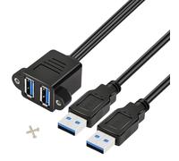 Aundhegrtt Dual USB 3.0 Extension Cable Dual USB 2.0 A Male to Female Extension Cable 2 Ports USB 3.0 Male to Female Extension Cable for Family Classroom Conference Entertainment and More Occasions