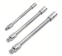 Aundhegrtt Flexible Extension Bar Set, 3 Pcs, 1/4" & 3/8" 1/2" Drives, Flexible Drill Bit Extension for Automobile Repair and Tool