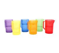 Aundhegrtt For Early Years Kettle for Exploration and Colour Learning, 6-Piece Translucent Coloured Jug Set