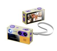 Aundhegrtt G9-Dual-Lens 4K Retro Mini Keychain Thumb Camera Built-in Flash Outdoor Sports Children Multiple Filters Camera Yellow
