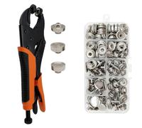 Aundhegrtt Heavy Duty Snap Fastener Tool Set, Adjustable Snap Button Kit 40 Sets of 15mm Stainless Steel Replacement Metal Snaps