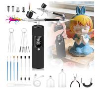 Aundhegrtt High Pressure Airbrush Kit for Nails with Compressor, 2x Brushes, 28/38/48PSI, Includes 3 Nozzle Options for Painting, Makeup Type