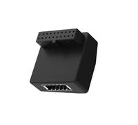 Aundhegrtt Internal 19Pin 90 Degree USB 3.2 Gen1 Header Adapter USB 3.0 Male to Female Converter for Front Panel USB-A, RVS Black