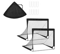 Aundhegrtt Kids Soccer Goals 2 Pieces for Backyard Set 4x3 FT Portable Soccer Goal Nets -Up Mini Toddler Soccer Net Training Black