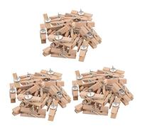 Aundhegrtt Push Pins with Wooden Clips Pushpins Tacks Thumbtacks, Paper Clips with Pins Natural Color 60Pcs