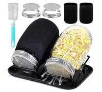 Aundhegrtt Seed Sprouting Jar Kit Bean Sprouts Growing Kit with 2 Wide Mouth Jars Microgreens Growing Jar with Mesh Screen
