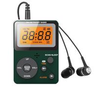 Aundhegrtt Stereo Earphone Jack LCD Screen Portable AM/FM Radio Pocket with Sleep Timer Alarms Clock for Outdoor Travel Camping B