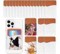 Aundhegrtt Stick on Card Holder for Most Cell Phones, 24-Pack Sublimation Blank Phone Wallet in PU Leather, Phone Card Holder