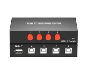 Aundhegrtt USB 2.0 Printer Sharing Device 1-To-4 Driverless USB Switch with 4 in and 1 Out Multi-Computer Support for PC Scanner