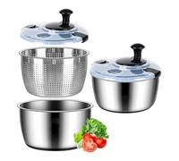 Aundhegrtt Veggie& Fruit Washer with Drain, Stainless Steel Salad Spinner, 5.3Qt Large Lettuce Dryer, Easy to Clean, Non-Slip Base Vegetable