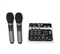 Aundhegrtt Wireless Microphone Bluetooth USB 4-Channel Audio Mixer Console Professional for DJ Karaoke PC Guitar