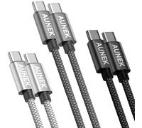 AUNEK 60W USB C to USB C Cable 2M (3-Pack), Nylon Braided Type C to C Charger Cable Fast Charge Compatible with iPhone 17 Pro Max/16 Pro Max/15 Pro, Samsung S25 Ultra/S24, iPad Pro, MacBook Pro/Air