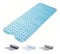 AUNEK Bath Mat Non Slip, Anti Mould Bathroom Mat with 200 Strong Suction Cups and Drain Holes, 100x40 cm Anti Slip Large Bathtub Mats for Inside Bath, Long Washable Bathroom Rug for Daily Use (Blue)