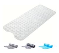 AUNEK Bath Mat Non Slip, Anti Mould Bathroom Mat with 200 Strong Suction Cups and Drain Holes, 100x40 cm Anti Slip Large Bathtub Mats for Inside Bath, Long Washable Bathroom Rug for Daily Use (Clear)
