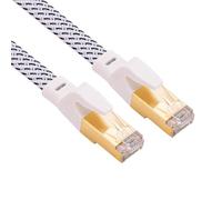 AUNEK Cat 8 Ethernet Cable, 2000MHz Flat Braided Internet Cable High-Speed 40Gbps, RJ45 LAN Cables Patch Cord, CAT 8 LAN Cable Compatible with PC Laptop PS5, Xbox, Modem, Router, Switch (White, 5M)