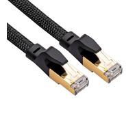 AUNEK Cat 8 Ethernet Cable, 2000MHz Flat Braided Internet Cable High-Speed 40Gbps, RJ45 LAN Cables Patch Cord, CAT 8 LAN Cable Compatible with PC Laptop PS5, Xbox, Modem, Router, Switch