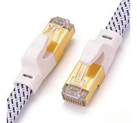 AUNEK Cat 8 Ethernet Cable 2m, High-Speed Network Cable 40Gbps 2000Mhz Flat Cat8 Internet Cables, Braided Gigabit Rj45 STP Shielded Lan Cable Compatible with PC/Laptop, PS5, Xbox, Modem, Router, TV